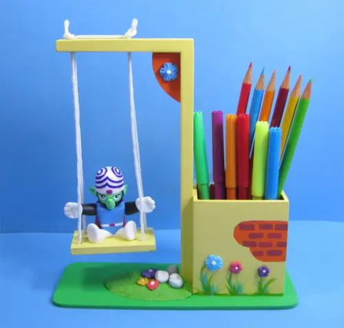 Centro de Mesa Meninas Super poderosas Balanço Porta Lápis mdf