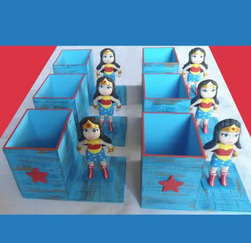 Mulher Maravilha Porta lápis mdf centro de mesa