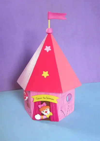 Circo Rosa Porta Lápis mdf Centro de Mesa