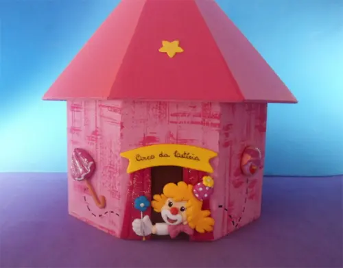 Tenda de circo mdf porta Lápis Centro de Mesa Circo Rosa