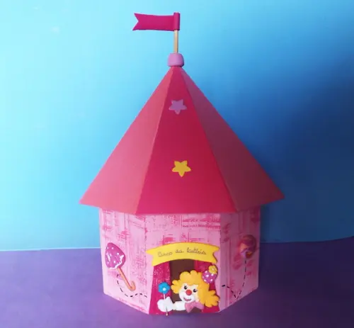 Tenda de circo mdf porta Lápis Centro de Mesa Circo Rosa