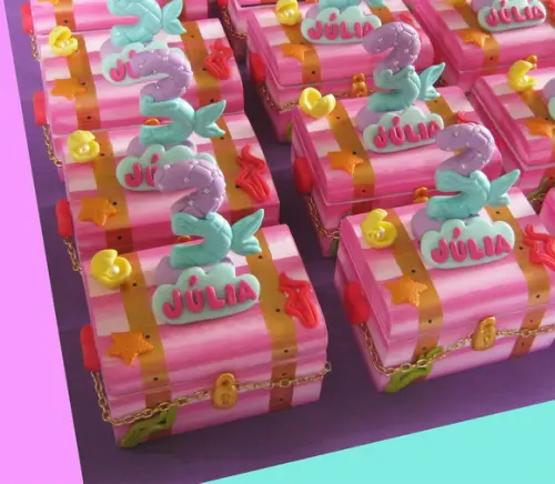 Mini baú mdf sereia lembrancinha