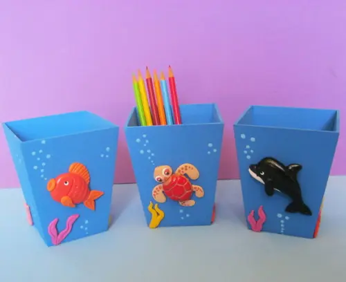 Porta Lápis mdf Fundo do Mar Centro de Mesa