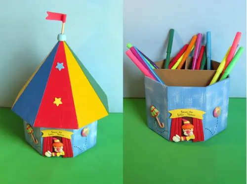 Tenda de Circo porta lápis mdf enfeite de mesa para decoração de festa