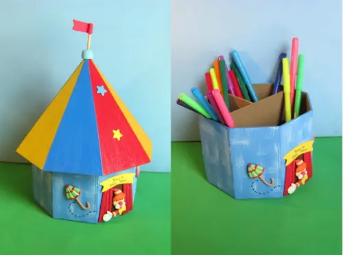 Tenda de Circo porta lápis mdf enfeite de mesa para decoração 