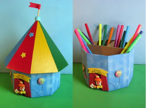 Tenda de Circo porta lápis mdf enfeite de mesa para decoração 