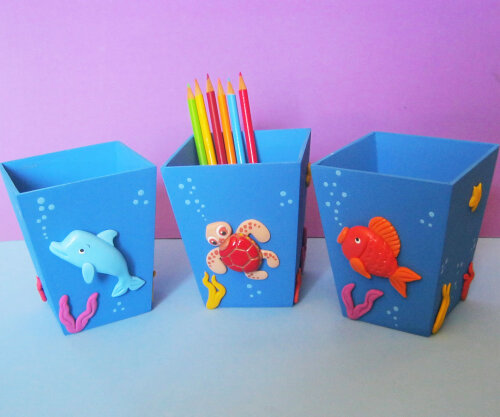 Porta Lápis mdf Fundo do Mar cachepô lembrancinha