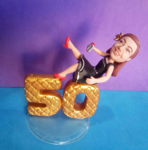 Topo de Bolo 50 anos em Biscuit personalizado