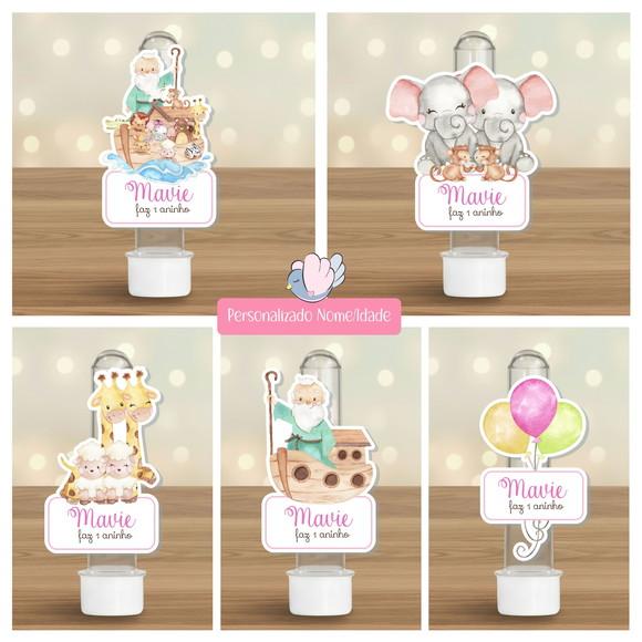 20 Apliques para Tubetes Personalizados - Arca de Noé Menina
