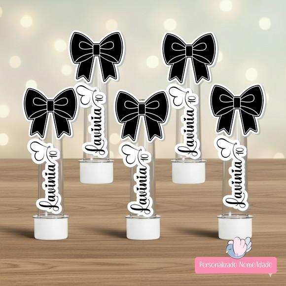20 Apliques para Tubetes Personalizados - Laço Preto