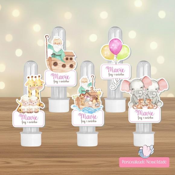 30 Apliques para Tubetes Personalizados - Arca de Noé Menina