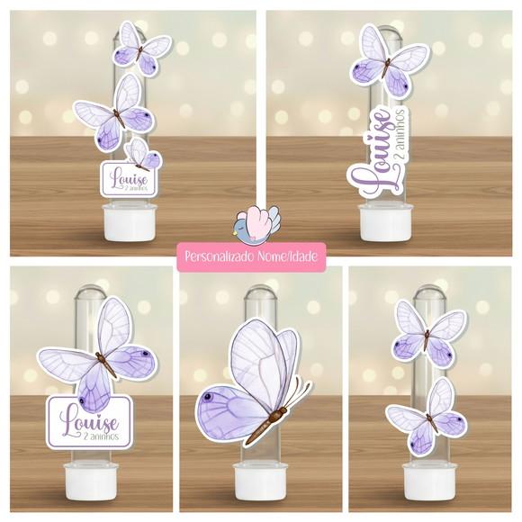 30 Apliques para Tubetes Personalizados - Borboleta Lilás