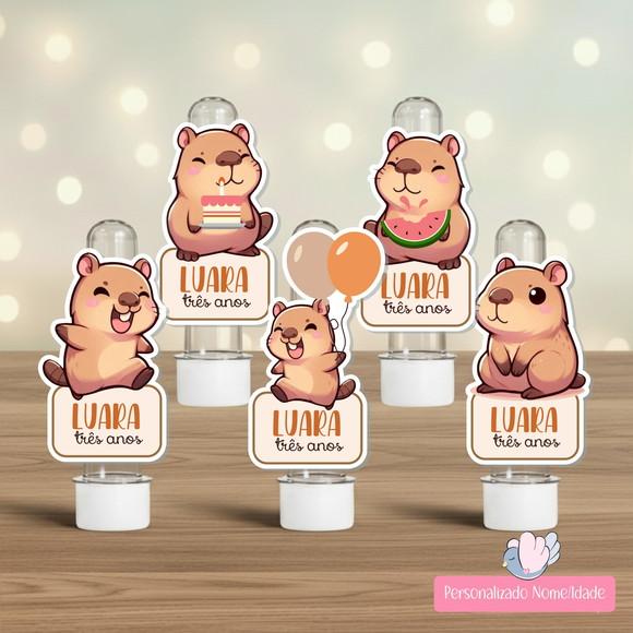 30 Apliques para Tubetes Personalizados - Capivara