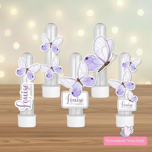 40 Apliques para Tubetes Personalizados - Borboleta Lilás