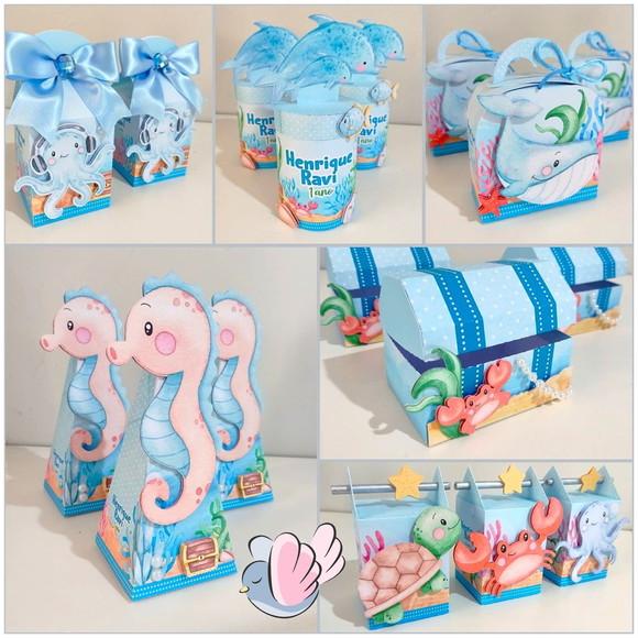 Personalizados - Caixinhas - Fundo do Mar - 10 Itens