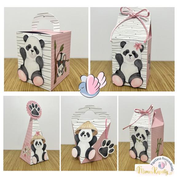 Personalizados - Caixinhas - Panda Aquarela - 10 Itens