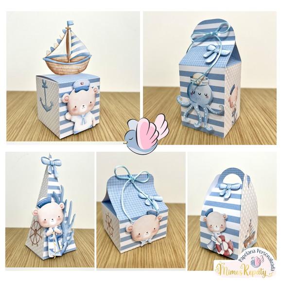 Personalizados -caixinhas Urso Marinheiro Aquarela- 10 Itens