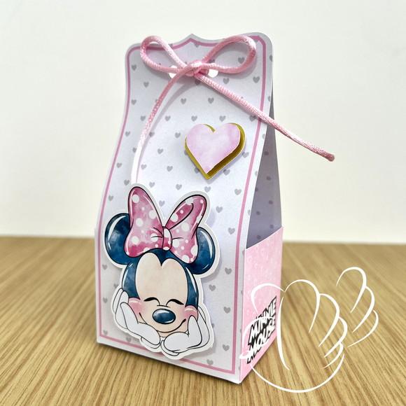Personalizados-caixinhas - Minnie Rosa Aquarela - 10 Itens