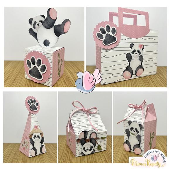 Personalizados-caixinhas - Panda Aquarela Luxo - 10 Itens