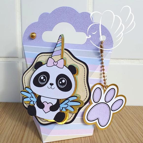 Personalizados-caixinhas - Panda Unicórnio - 10 Itens