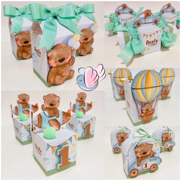 Personalizados-caixinhas - Ursinho Baloeiro - 10 Itens