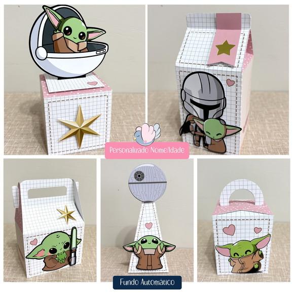 Personalizados-caixinhas- Baby Yoda Menina - 15 Itens