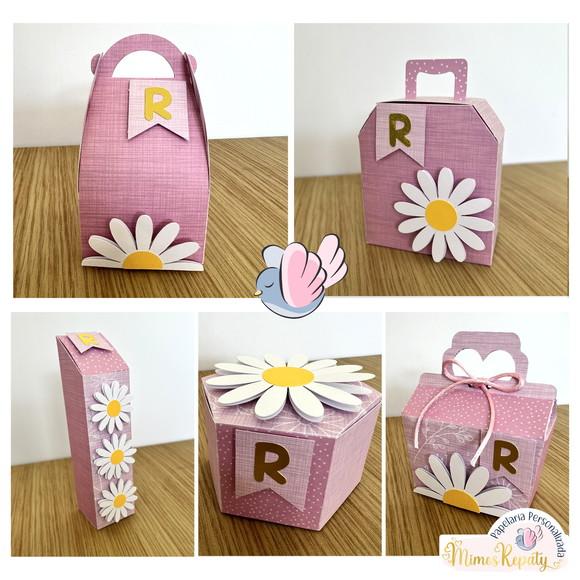 Personalizados-caixinhas- Margarida Rosa - 10 Itens
