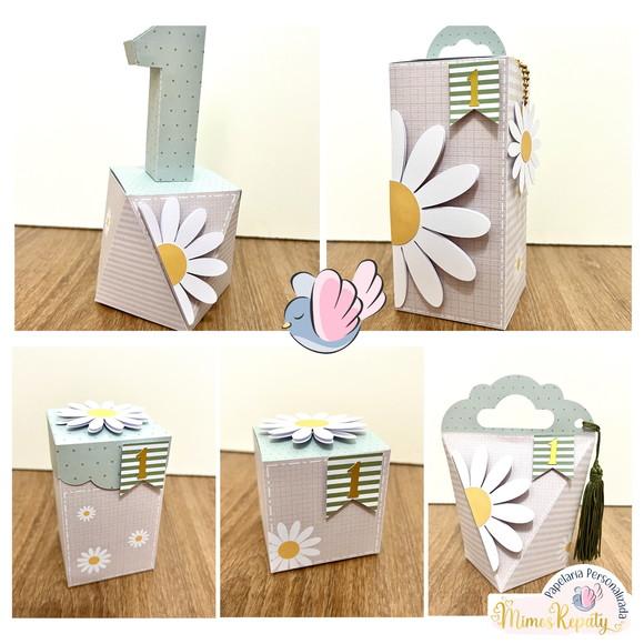 Personalizados-caixinhas- Margarida Verde - 10 Itens