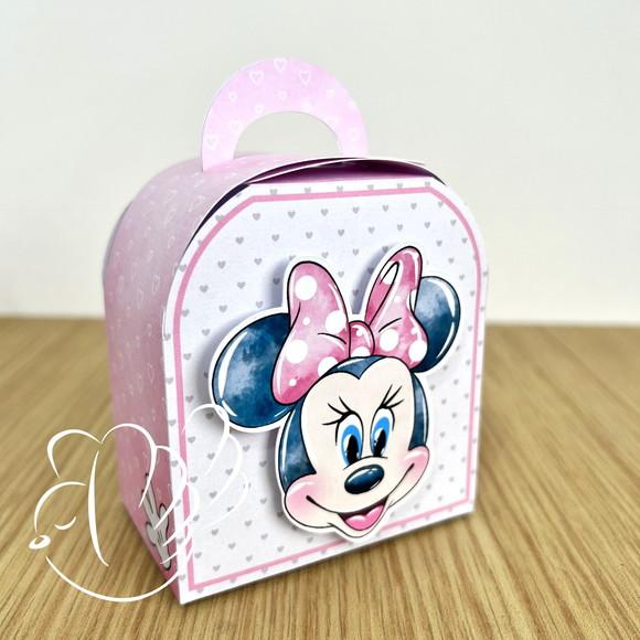 Personalizados-caixinhas- Minnie Rosa Aquarela - 10 Itens