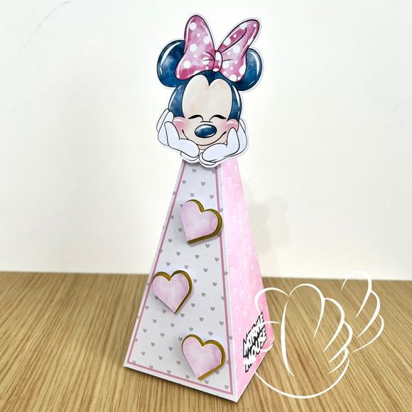 Personalizados-caixinhas- Minnie Rosa Aquarela - 10 Itens