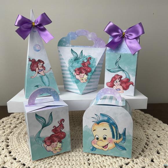Personalizados-caixinhas- Pequena Sereia Aquarela - 10 Itens