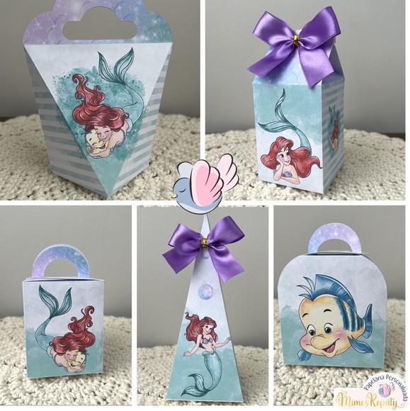 Personalizados-caixinhas- Pequena Sereia Aquarela - 10 Itens