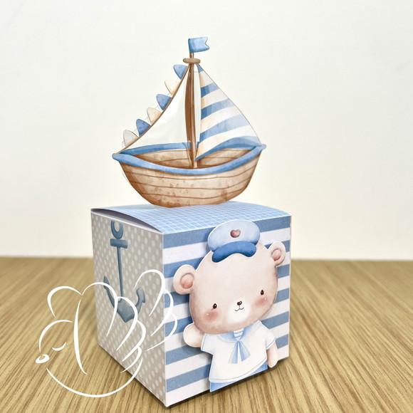 Personalizados-caixinhas- Urso Marinheiro Aquarela- 10 Itens