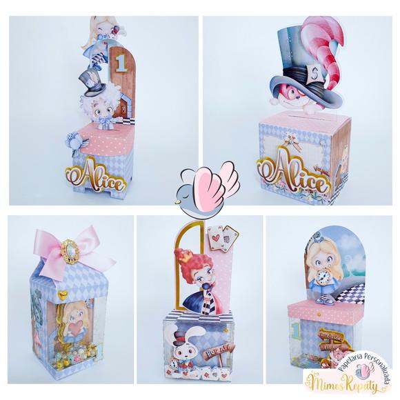 Personalizados-caixinhas-alice Aquarela - 10 Itens