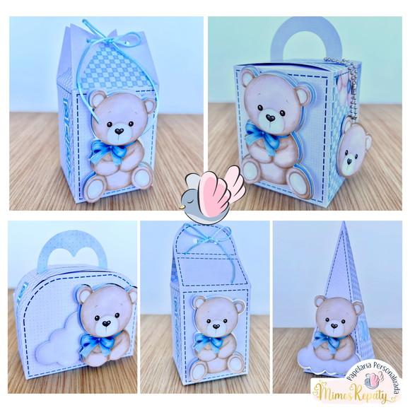 Personalizados-caixinhas-cha de Bebê Ursinho Azul - 10 Itens