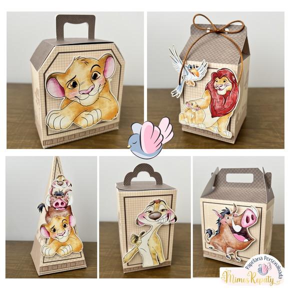 Personalizados-caixinhas-rei Leão Aquarela - 10 Itens