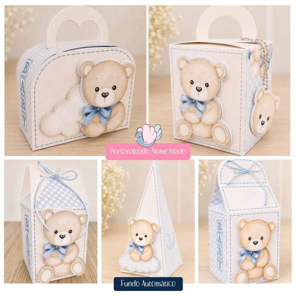 Personalizados-caixinhas-cha de Bebê Ursinho Azul - 10 Itens