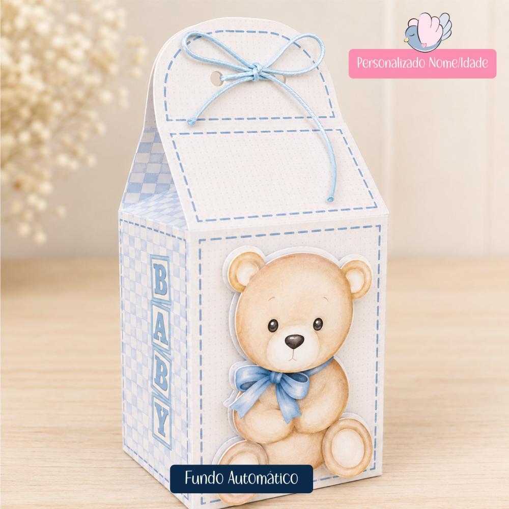 Personalizados-caixinhas-cha de Bebê Ursinho Azul - 10 Itens