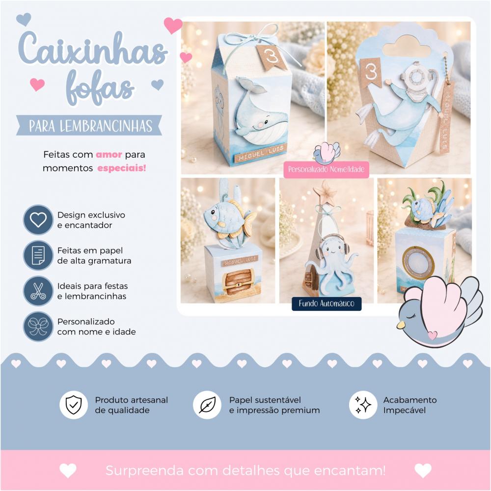 Personalizados-caixinhas-fundo do Mar - 10 Itens