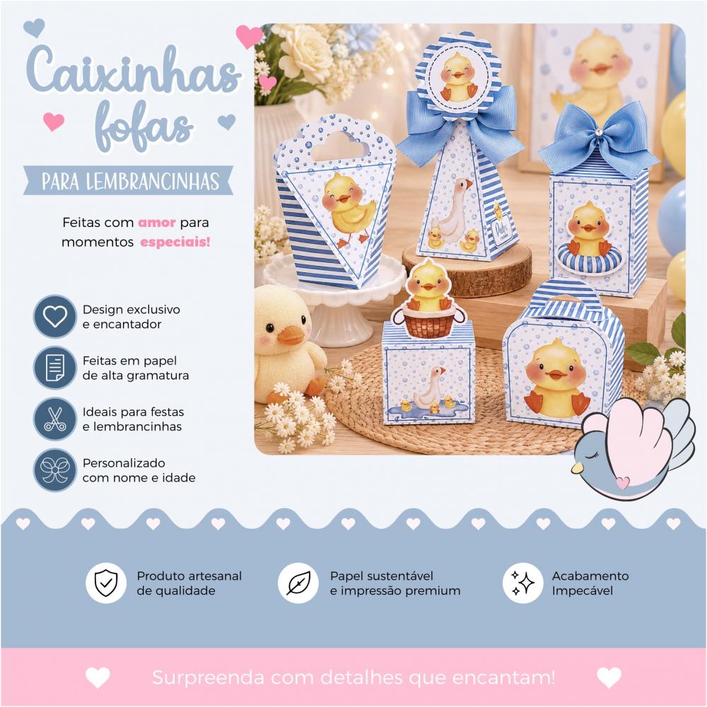 Personalizados - Caixinhas - Patinhos Aquarela - 50 Itens