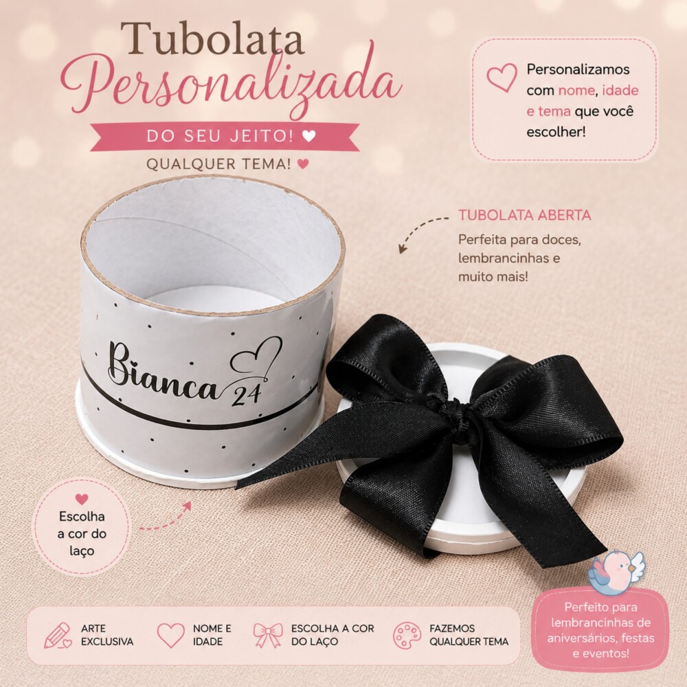 Kit 10 Unidades - Tubolata Personalizada│Qualquer Tema │Com L