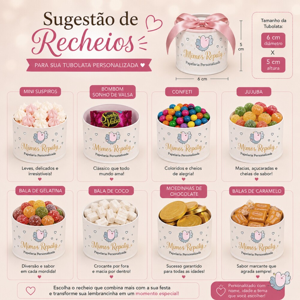 Kit 10 Unidades - Tubolata Personalizada│Qualquer Tema │Com L