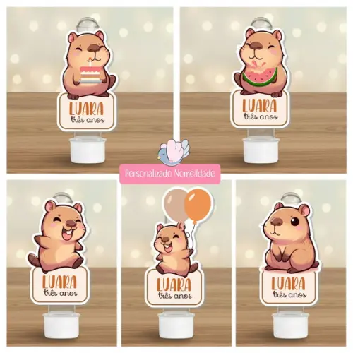 20 Apliques para Tubetes Personalizados - Capivara