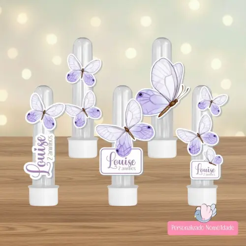20 Apliques para Tubetes Personalizados - Borboleta Lilás