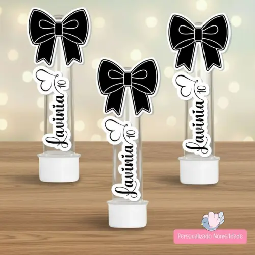 20 Apliques para Tubetes Personalizados - Laço Preto
