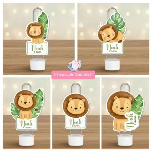 30 Apliques para Tubetes Personalizados - Leaozinho