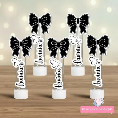30 Apliques para Tubetes Personalizados - Laço Preto