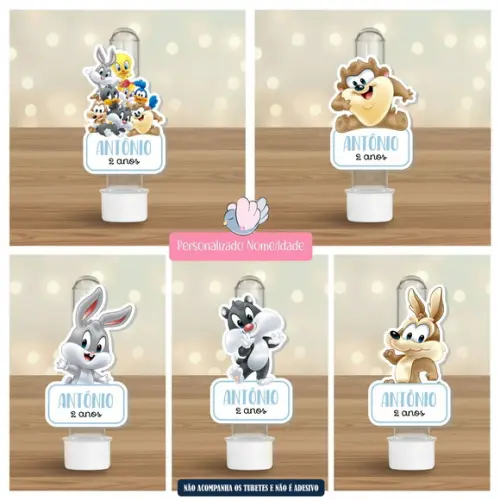 40 Apliques para Tubetes - Looney Tunes Baby