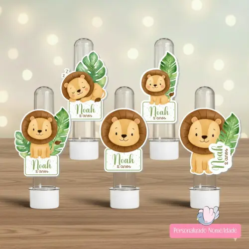 40 Apliques para Tubetes Personalizados - Leaozinho