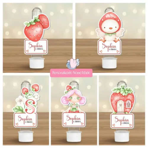 40 Apliques para Tubetes Personalizados - Moranguinho